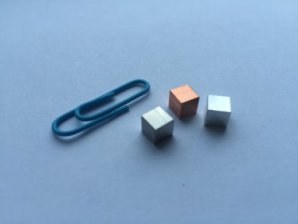 5 mm x 5 mm x 5 mm metal samples (stainless steel, copper, aluminium)